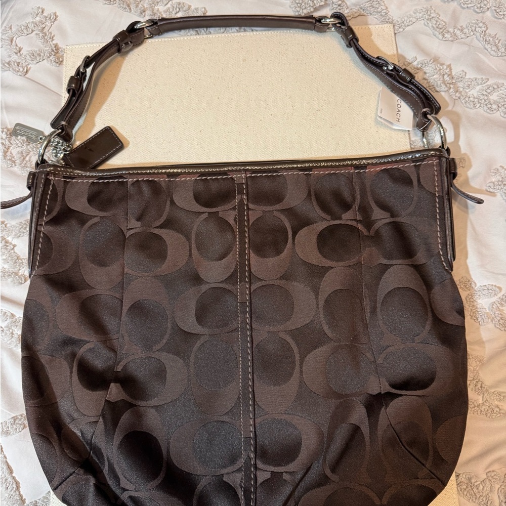 Coach Dark Brown Signature Shoulder Bag - Picture 2 of 5